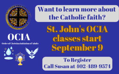 OCIA Classes Start September 9